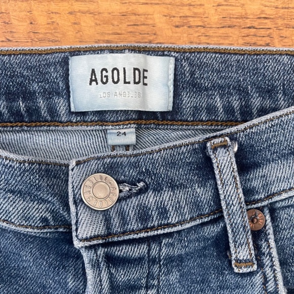 Agolde Nico Slim Skinny Jeans in Shoreline Distressed Medium Wash Sz 24 - Picture 4 of 11